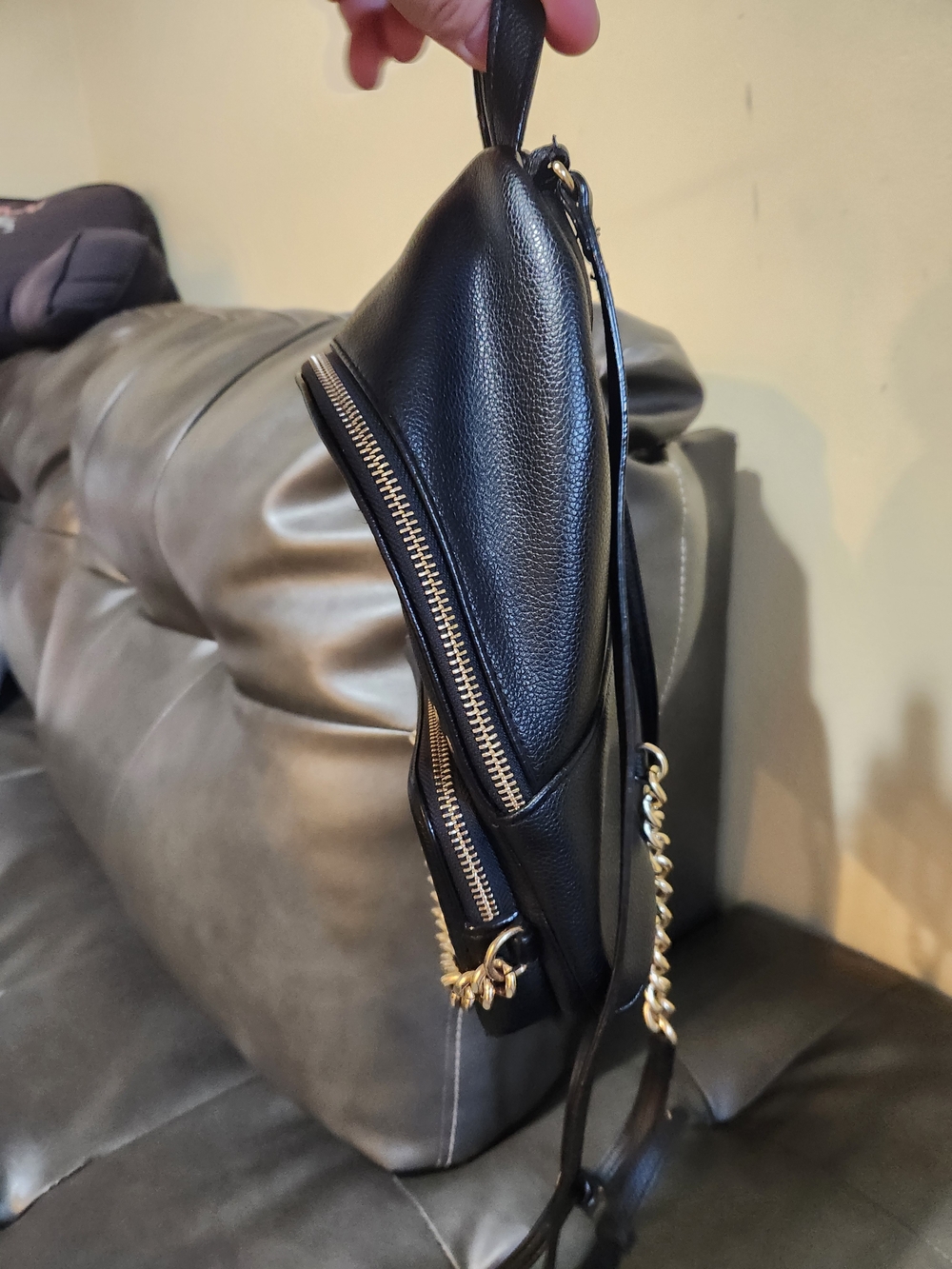 Victoria's Secret Black Mini Backpack with Gold Studs & Chain - Picture 5 of 13
